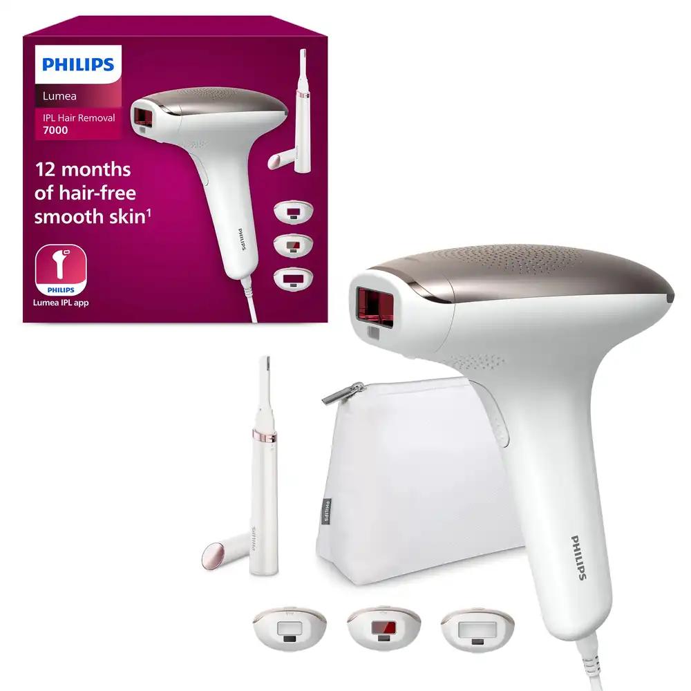 Philips Lumea IPL karvaeemaldusseade 7000 Series – karvaeemaldus koos Satin Compact korrektoritrimmeriga, 3 otsikut keha, näo ja bikiinipiirkonna jaoks (mudel BRI923/00)