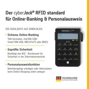 REINER SCT cyberJack RFID kiipkaardilugeja standard | Online-panganduse generaator (HBCI / FinTS / EBICS); Elster; Isikutunnistus
