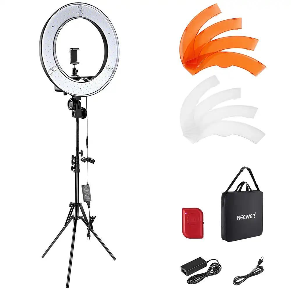NEEWER Rõngasvalgusti statiiviga komplekt: 18-tolline/45cm 55W 5600K dimmerdatav LED-rõngaslamp Bluetooth kaugjuhtimisega mobiiltelefonile/kaamerale – ideaalne YouTube’i, TikToki, selfide, portreefotode, tätoveerijate, meikijate ja salongide jaoks