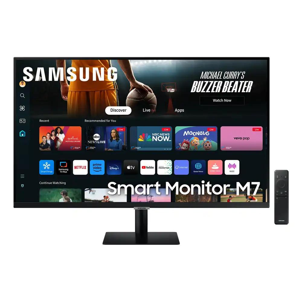 Samsung M70D nutimonitor, 32 tolli, 4K AI Upscaling, UHD, 60 Hz, voogedastusmonitor meelelahutuse ja mänguhubiga, sisseehitatud kõlaritega ekraan, nutiteleri rakendused koos kaugjuhtimispuldiga, LS32DM700UUXEN
