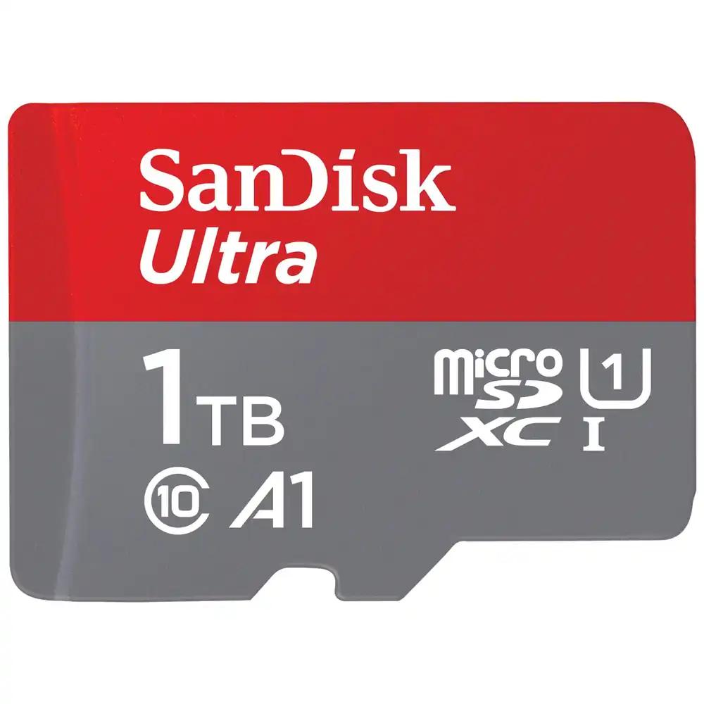 SanDisk Ultra Android microSDXC UHS-I mälukaart 1 TB + adapter (Nutitelefonidele ja tahvelarvutitele, A1, Class 10, U1, Full HD-videod, kuni 150 MB/s lugemiskiirus)