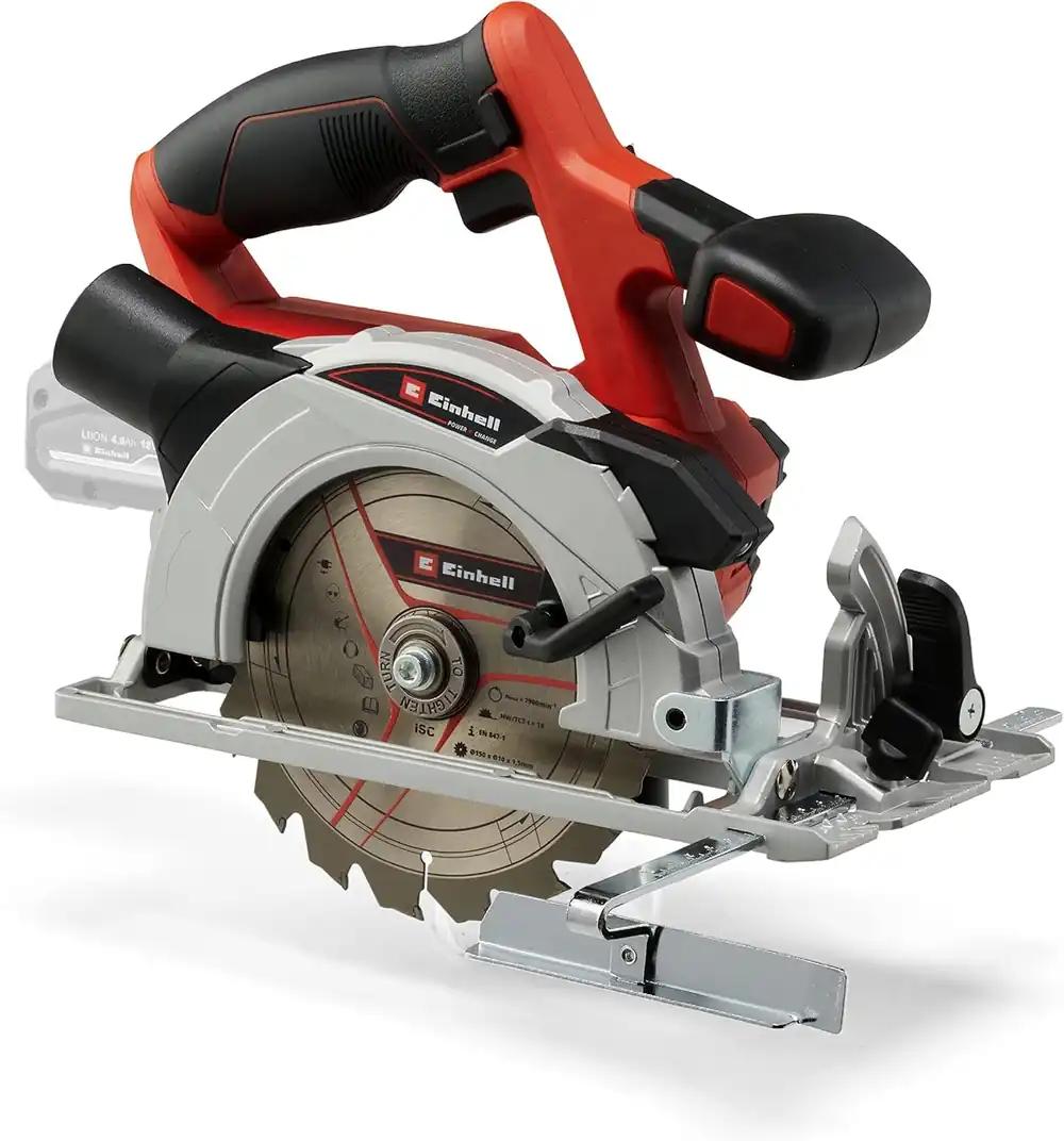 Einhell akuga käsiketassaag TE-CS 18/150 Li-Solo Power X-Change (18 V, Li-Ion, Ø150 x Ø10 mm saeketas, tööriistavaba lõikesügavuse ja kaldenurga reguleerimine, LED-valgustus, ilma aku ja laadijata)