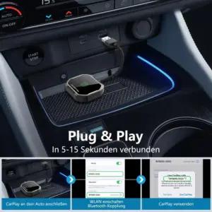 TERUNSOUl CarPlay juhtmevaba adapter iOSile – Muuda juhtmega CarPlay juhtmevabaks