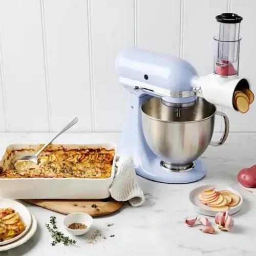 KitchenAid köögikombaini köögiviljalõikur - 5KSMVSA - Köögiviljade ja juustu riivimiseks - 3 roostevabast terasest trumlit - Valge