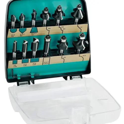 ENT 09012 12-osaline kõvasulamist freesikomplekt - 8 mm vars - 8 erinevat freesikategooriat - kvaliteetses plastikkarbis