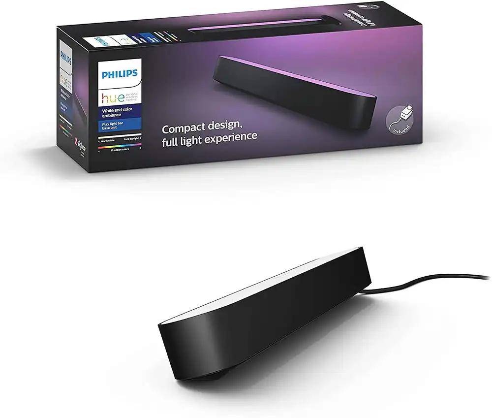 Philips Hue White & Color Ambiance Play Lightbar alustuskomplekt (500 lm), hämardatav LED-valgusti Hue valgussüsteemile 16 miljoni värviga, nutikas valguse juhtimine kõne või rakenduse kaudu, must, 1 tk