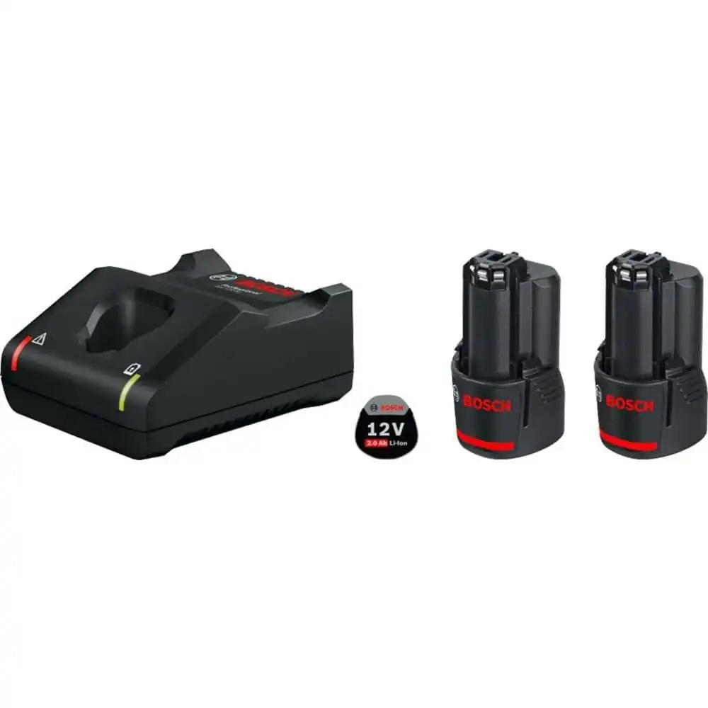 Bosch Professional 12V süsteemi akustardikomplekt: GBA 12V 2x 2,0Ah aku + kiirlaadija GAL 12V-40