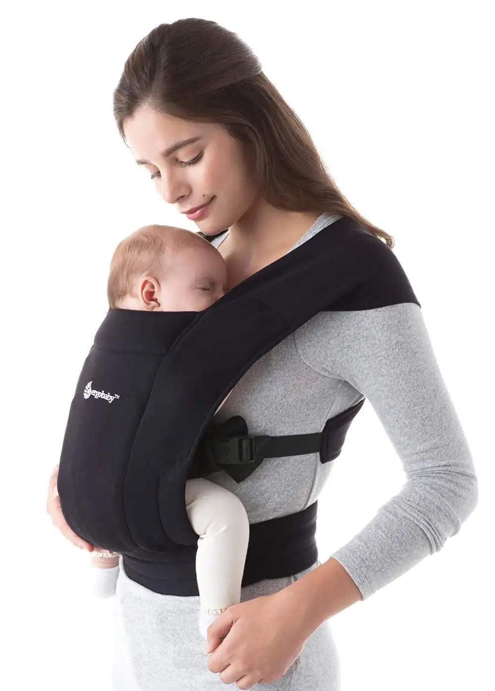 Ergobaby beebikandja vastsündinutele alates sünnist, eriti pehme, Embrace kõhukott, ergonoomiline (Pure Black)