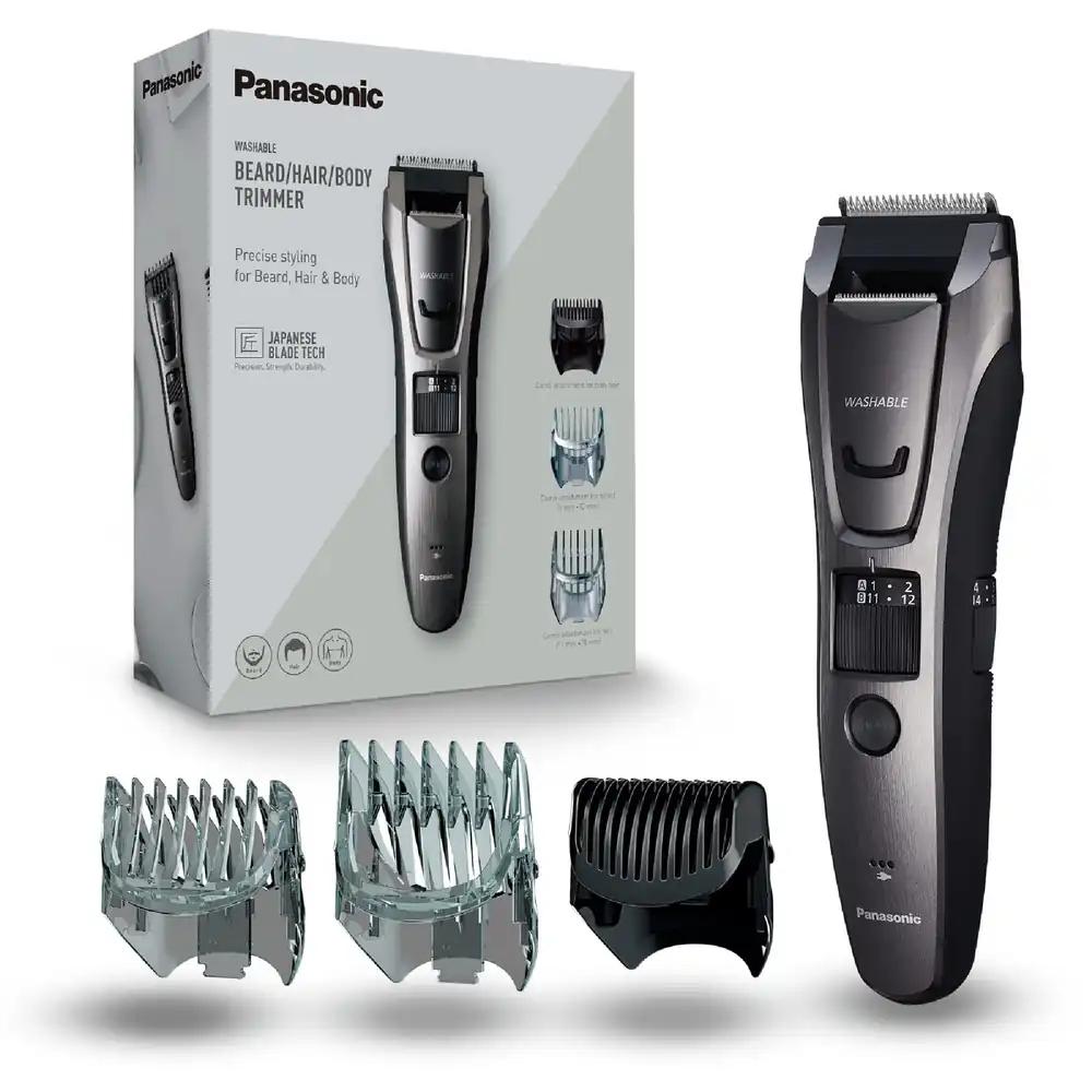 Panasonic ER-GB80-H503 habeme-, juuste- ja kehatrimmer meestele, kaasaskantav juhtmeta ja veekindel trimmer, 39 pikkuse seadistust, 3 kinnitust, täppis-trimmer, juhtmevaba ja juhtmega, tumehõbe