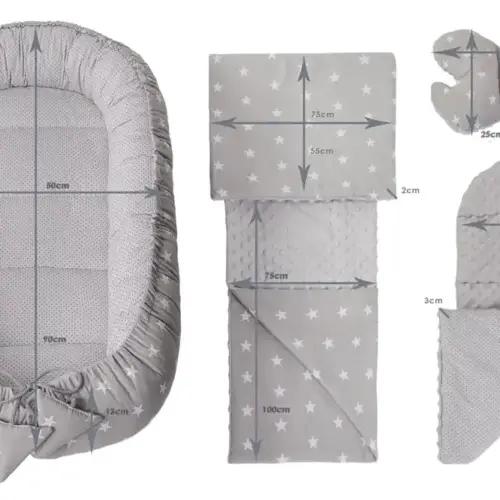 Medi Partners 5-osaline beebipesa komplekt – Babynest 100x60x15 eemaldatava sisuga