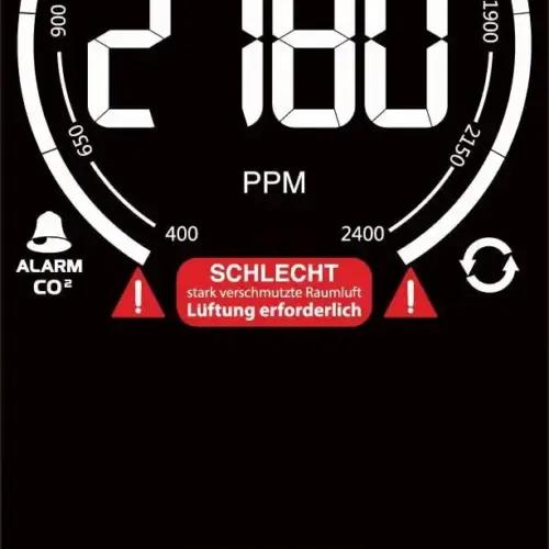 Technoline CO2-mõõteseade WL1030, CO2-näidik, graafilised ja värvilised ventilatsioonisoovitused (roheline, kollane, punane), NDIR-andur, must