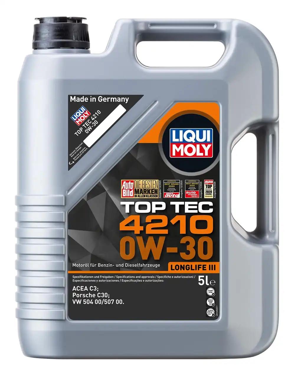 LIQUI MOLY Top Tec 4210 0W-30 | 5L | Sünteesitehnoloogia mootoriõli | Art.-Nr.: 21605, värvitu