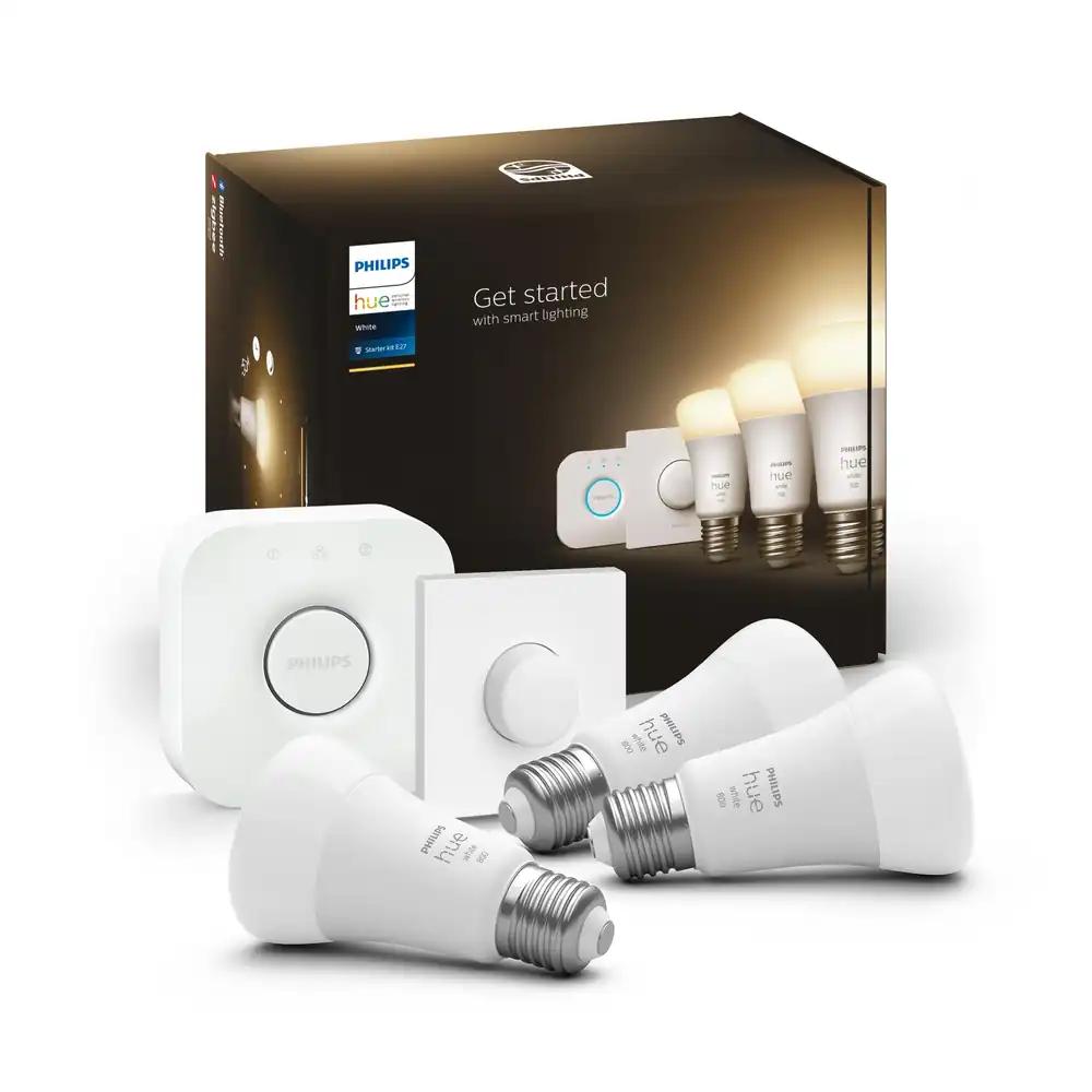 Philips Hue White E27 3-osaline stardikomplekt koos nutinupu ja sillaga, 3x1055lm, sooja valge valgusega, hämardatav, juhitav rakenduse kaudu, ühilduv Amazon Alexa (Echo, Echo Dot) seadmetega