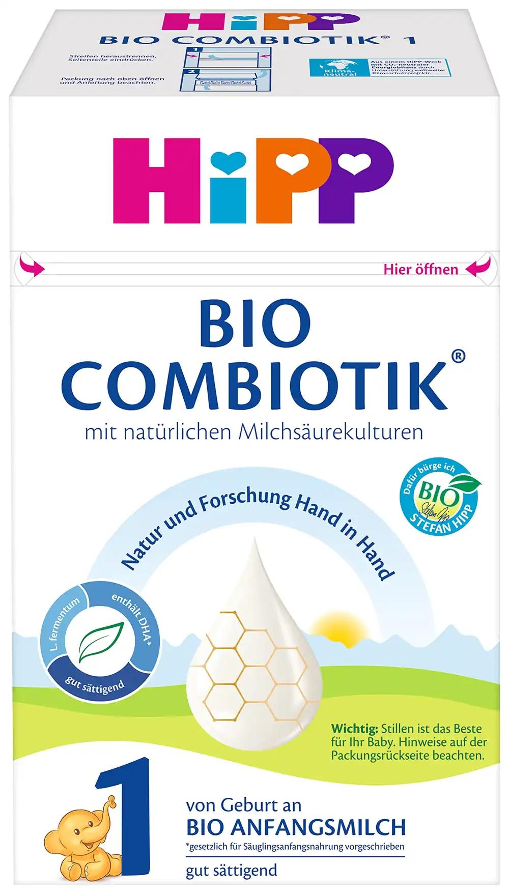HiPP 1 Bio Combiotik (4 x 600g) – Algpiim alates sünnist, looduslike piimhappekultuuride, DHA ja maheda bio-tärklisega