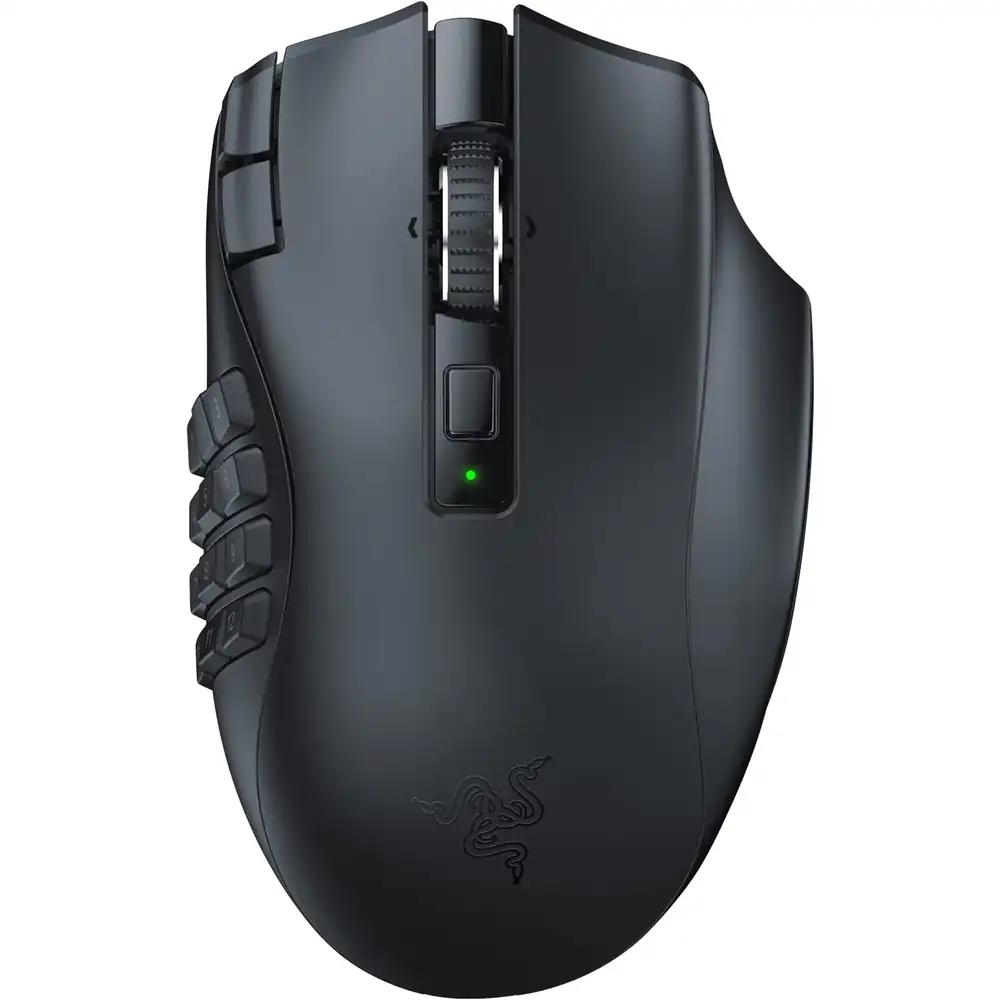 Razer Naga V2 HyperSpeed – Ergonoomiline Juhtmevaba MMO Gaming Hiir (19 Programmeeritavat Nuppu, 2,4 GHz Traadita Ühendus, Bluetooth, Kuni 250 Tundi Aku, Focus Pro 30K Optiline Andur) Must