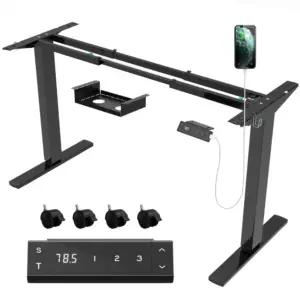 JUMMICO elektriline reguleeritava kõrgusega lauaraam, 72–118 cm, USB-pesa, kandevõime 70 kg