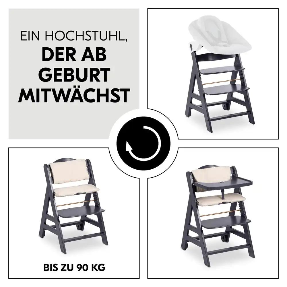 hauck Beta+ puidust kasvav söögitool lastele alates 6 kuust, tumehall, pilt 2