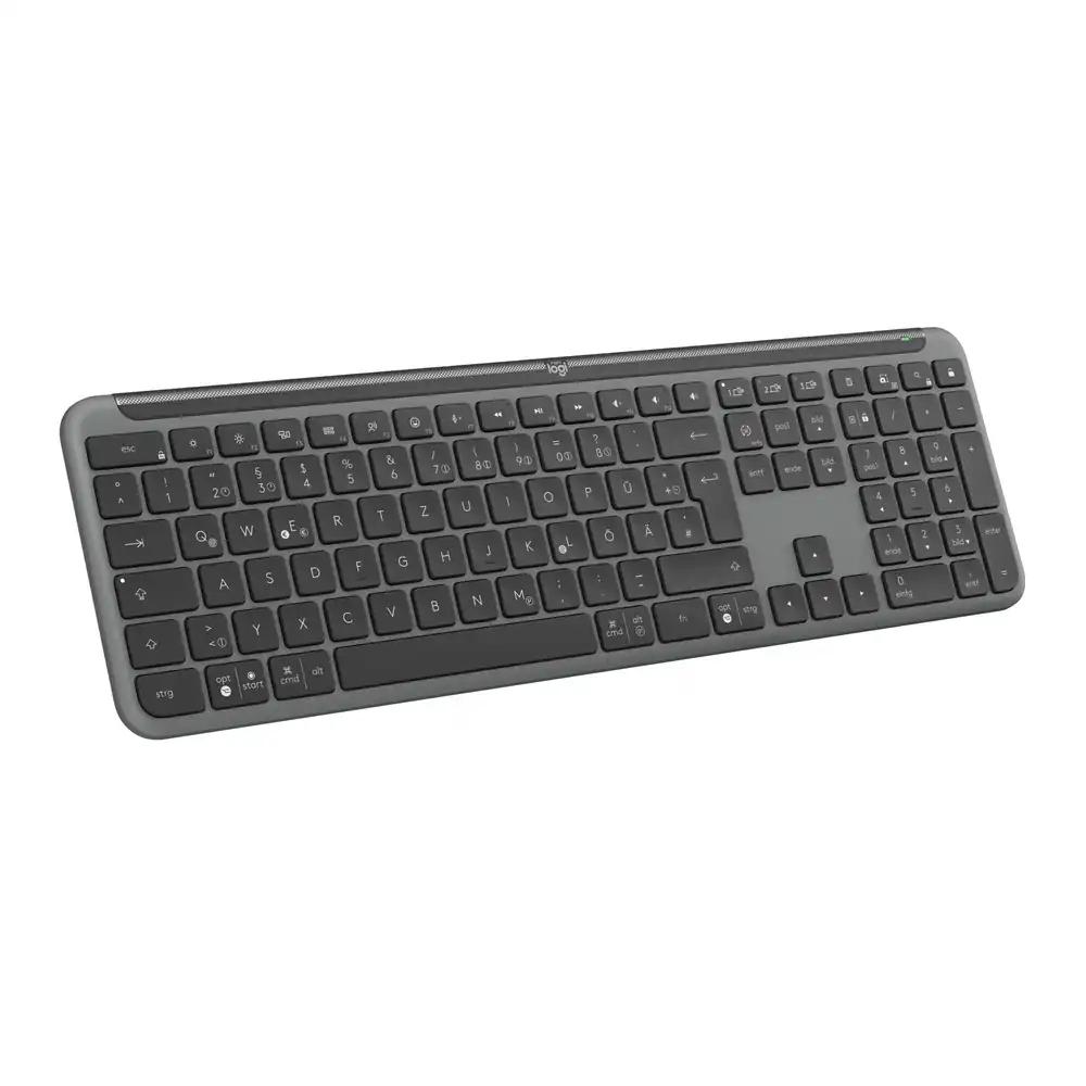 Logitech Signature Slim K950 juhtmevaba klaviatuur, õhuke disain, seadmete vaheline lülitumine, vaikne trükkimine, Bluetooth, Multi-OS, Windows, Mac, Chrome, DEU QWERTZ-paigutus, grafiit
