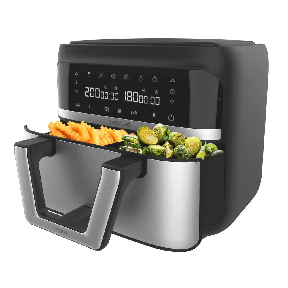 Cecotec kuumaõhufritüür 9L CecoFry Advance Double – 2850W, kompaktne, digitaalne ja õlivaba dieedifritüür, kaks korvi eraldi temperatuuriga, PerfectCook tehnoloogiaga