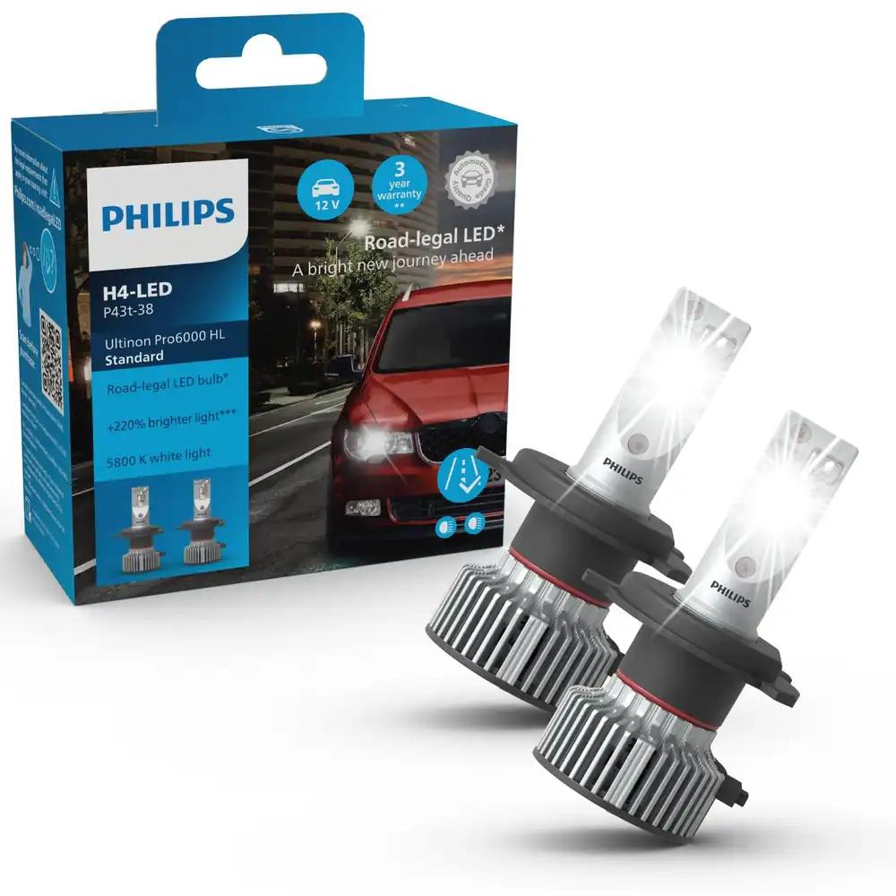 Philips Ultinon Pro6000 Standard H4-LED esituled tänavakasutuseks, +220% eredam valgus