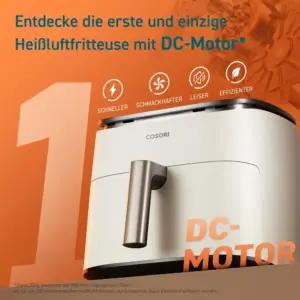 Cosori TurboBlaze kuumaõhufritüür Airfryer, 9-ühes õhufritüür XXL 6L, vaikne DC-mootor 5 kiirustasemega, grillimine, küpsetamine, kääritamine, kuivatamine, 87 retsepti, 64% energiasäästlik, valge