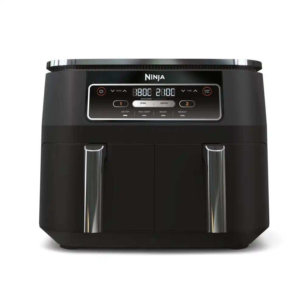 Ninja Foodi Dual Zone Airfryer kuumaõhufritüür, 2 sektsiooni, 7,6 l, 4-ühes, õlivaba, kuumaõhufrittimine, Max Crisp, röstimine, soojendamine, mittenakkuv, nõudepesumasinas pestav korv ja krõbeplaat, must AF200EU
