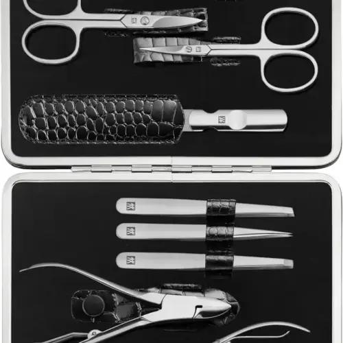 ZWILLING Classic Inox maniküürikomplekt, 10 osa, roostevaba teras, must nahkvutlar