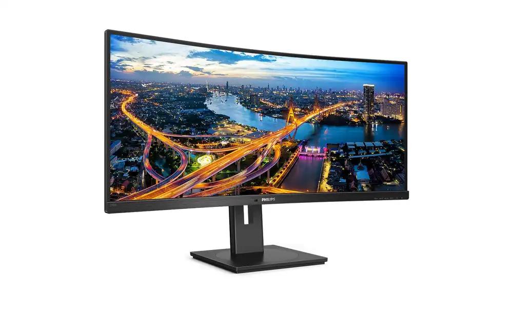 Philips 345B1C – 34-tolline WQHD kumer monitor, kõrguse reguleerimisega (3440×1440, 100 Hz, HDMI, DisplayPort, USB-jaotur), must
