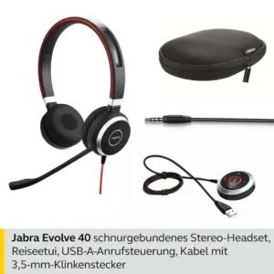 Jabra Evolve 40 UC Stereo Peakomplekt – Ühtlustatud side jaoks