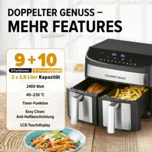 GOURMETmaxx kahekohaline kuumaõhufritüür 2x 3