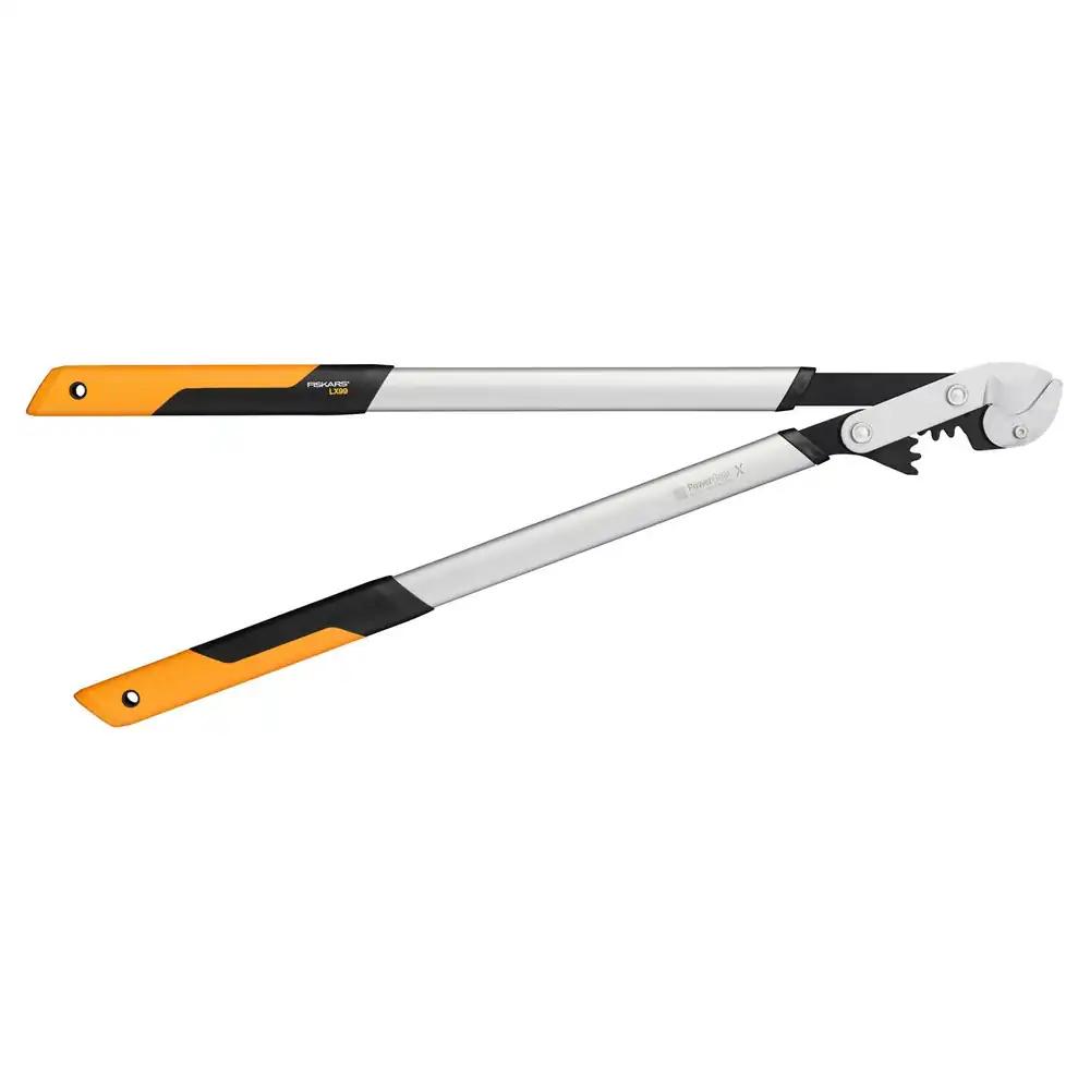 Fiskars PowerGearX Amboss käigukastiga oksakäärid kuiva ja kõva puidu lõikamiseks, mittenakkuv kate, karastatud täppisteras, pikkus: 80 cm, must/oranž, LX99-L, 1020189