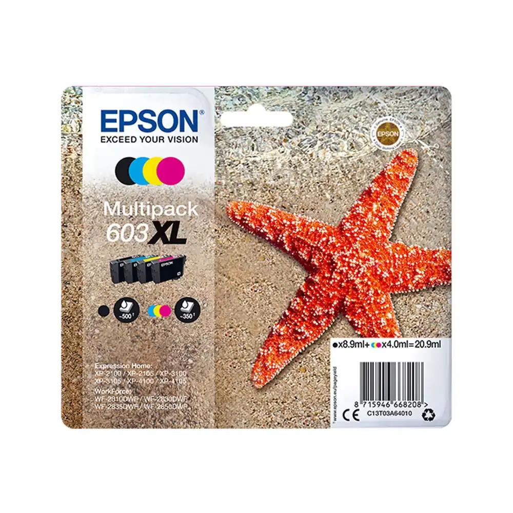 Epson Originaal 603XL Tindikassettide Komplekt – 4-värviline XL, sobib WF-2820DWF, WF-2830DWF, WF-2840DWF, WF-2850DWF, XP-2100, XP-2150, XP-3100, XP-3150, XP-4100, XP-4150, ReadyPrint Flex tintipaketid