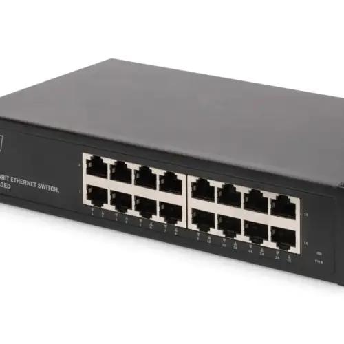 DIGITUS Gigabit Ethernet võrgulüliti - 10 tolli - 16 porti - Haldamata - 32 Gbps Backplane - Auto MDI/MDI-X - Must