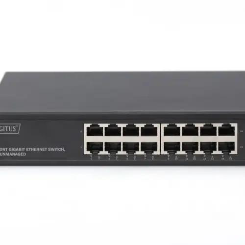 DIGITUS Gigabit Ethernet võrgulüliti - 10 tolli - 16 porti - Haldamata - 32 Gbps Backplane - Auto MDI/MDI-X - Must