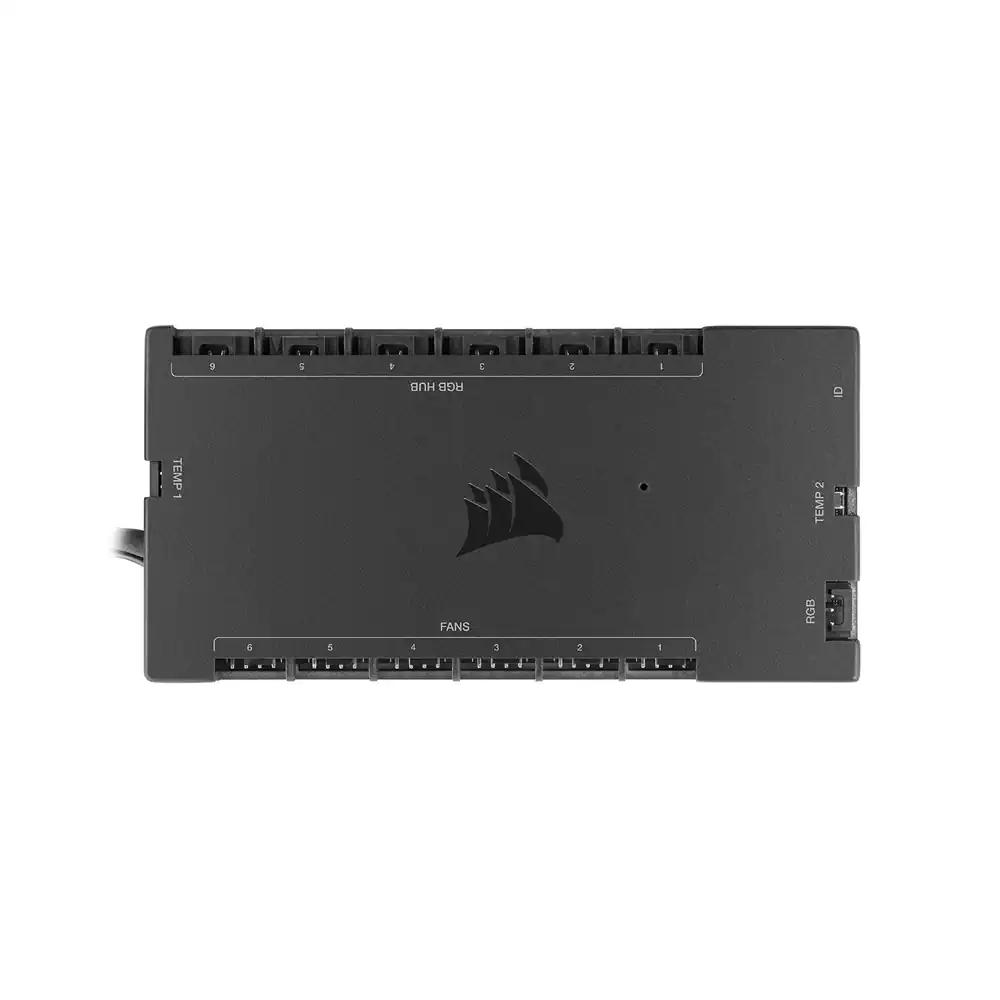 Corsair iCUE COMMANDER CORE XT – Digitaalne valgustuse ja ventilaatorikiiruse juhtimine (kuni 6 PWM korpuseventilaatorit ja 264 RGB-LED-i, Zero RPM-režiim, temperatuuri jälgimine) Must