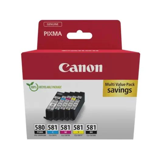 Canon PGI-580 CLI-581 BK C M Y PGBK tindikassettide komplekt (must