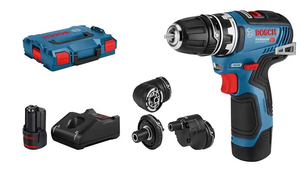 Bosch Professional 12V süsteemi akuga puurtrell GSR 12V-35 FC – FlexiClick süsteem (sisaldab 2x 3.0Ah akut, kiirlaadijat GAL 12V-40, 4 otsikut, L-BOXXi)