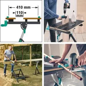 wolfcraft pingutus- ja töölaud Master 650 Ergo - 6870000 - sujuvalt reguleeritava kõrgusega - lisaplaat tööpinna laiendamiseks - mobiilne kasutus - valmistatud Euroopas