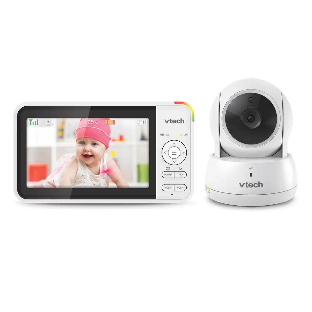 VTech beebimonitor kaameraga, 5-tolline video beebimonitor, 31 tundi aku tööiga, 300 m ulatus, HD öine nägemine, 2-suunaline kõne, temperatuuriandur