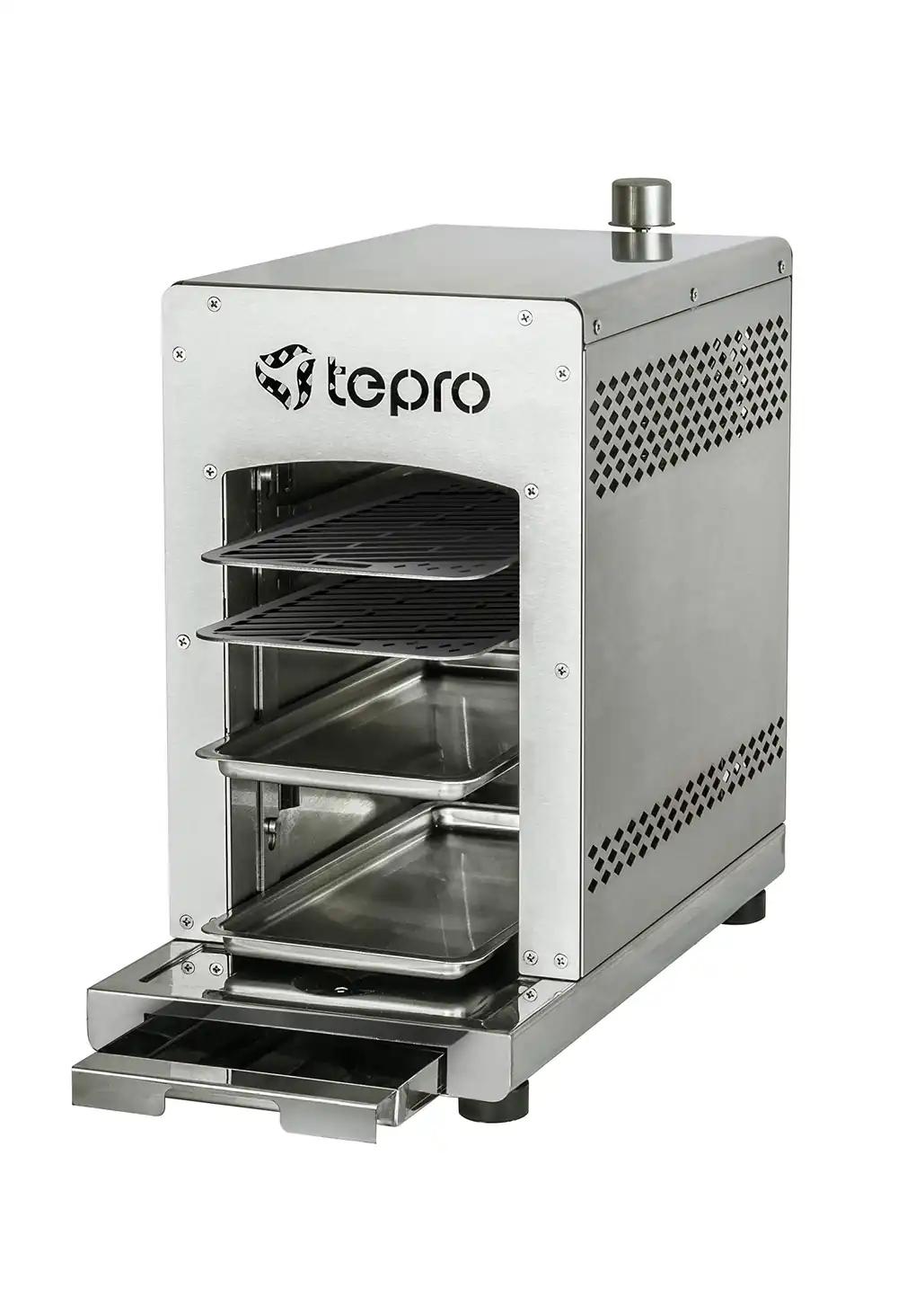 tepro Steakgrill Toronto, keraamiline infrapunapõleti 3 kW võimsusega, 800 kraadi gaasigrill, mõõtmed umbes 23 x 56 x 40,5 cm, hõbedane