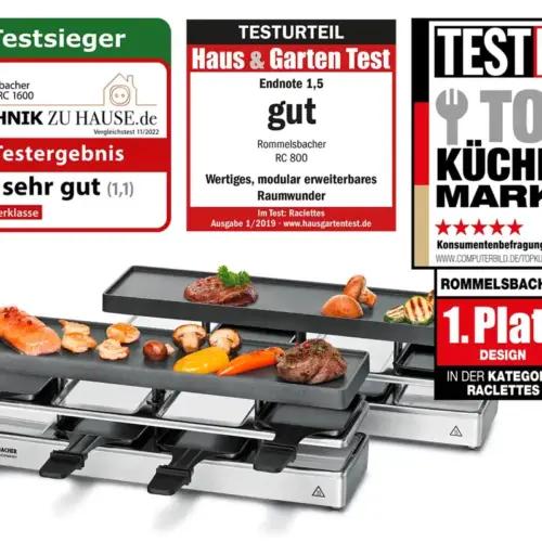 ROMMELSBACHER RC 1600 Raclette-grill – lõbusaks ajaveetmiseks 4+4 inimesele (lauagrill