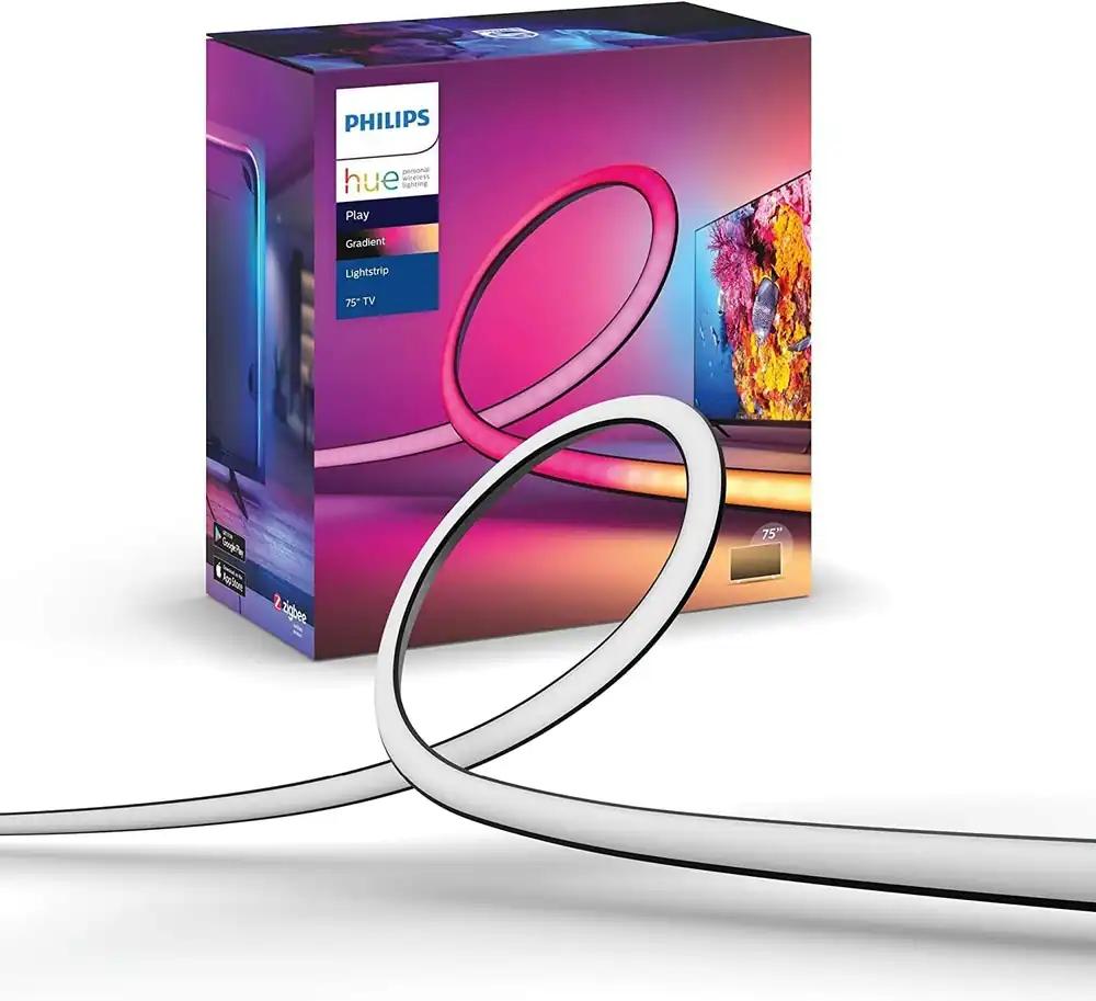 Philips Hue White & Color Ambiance Gradient Lightstrip (75 tolli), dimmeeritav LED-riba televiisorile 16 miljoni värvi ja värviüleminekutega, nutikas kodukino taustavalgustus, must