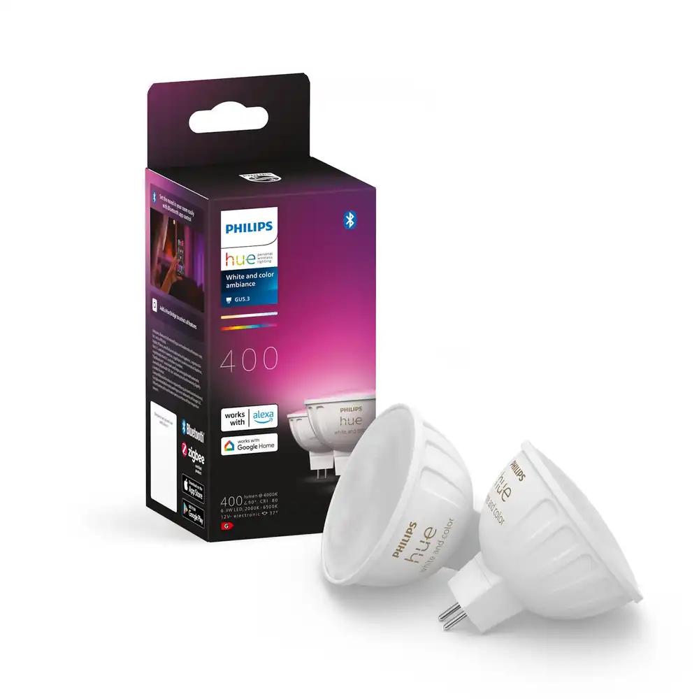 Philips Hue White Ambiance & Color MR16 LED-lamp 2 tk, dimmerdatav LED-lamp Hue valgustussüsteemile, 16 miljoni värviga, nutikas valguse juhtimine hääl- ja rakenduse kaudu