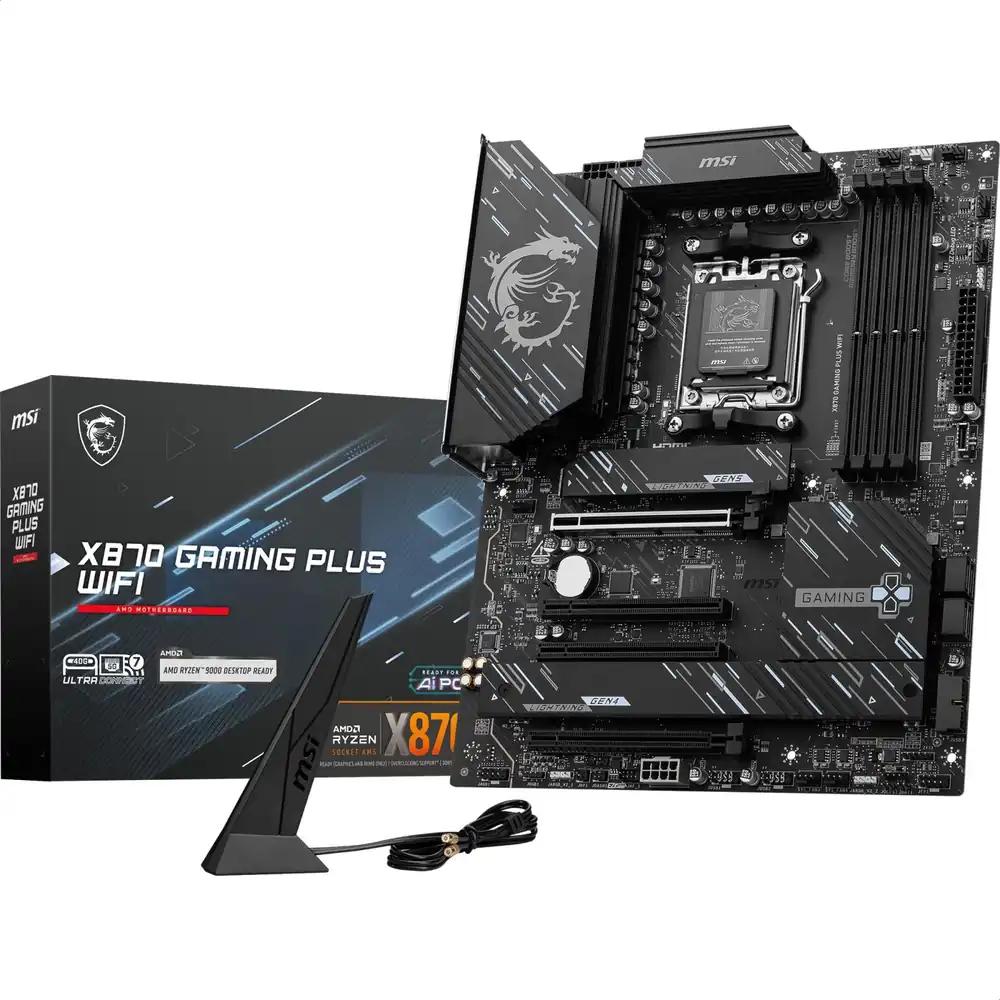 MSI X870 Gaming Plus WiFi Emaplaat, ATX – Toetab AMD Ryzen 9000/8000/7000 protsessoreid, AM5-14+2+1 Duet Rail System, DDR5 8200+ MT/s (OC), PCIe 5.0 x16 & 4.0 x16, M.2 Gen5, Wi-Fi 7, 5G LAN
