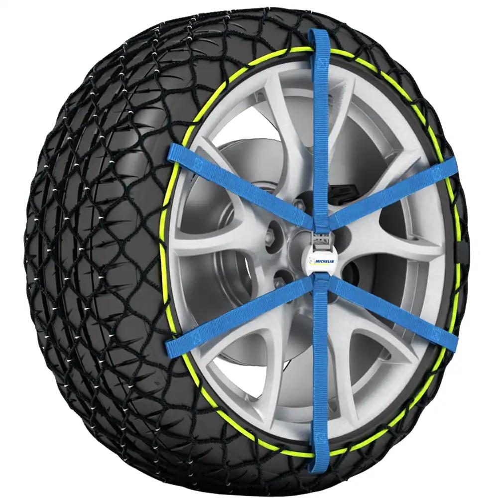 MICHELIN EASY GRIP EVOLUTION 9 Tekstiilist Lumekett Autole – 2 tk | Ülitugev Rehvikett Lihtne Paigaldus, Sinine, Kollane, Must
