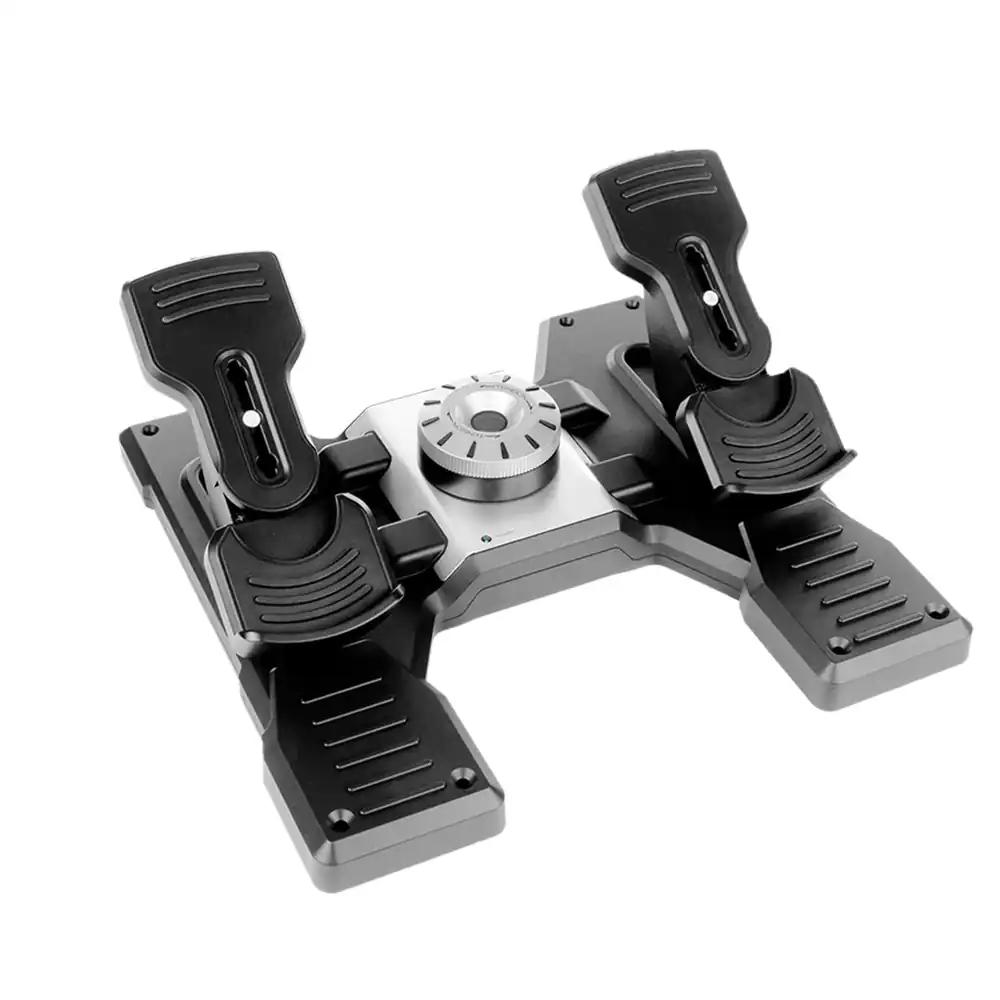 Logitech G Saitek Pro Flight Rooliratta pedaalid, varvaspiduriga lennusimulaatoritele, libisemiskindlad, täpsed, reguleeritava pingega, USB-ühendus, PC – Must