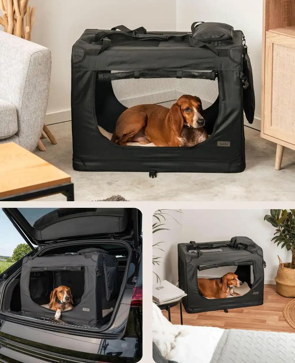 lionto kokkupandav transpordipuur koertele ja kassidele, 82 × 58 × 58 cm, kuni 18 kg, must, pilt 2