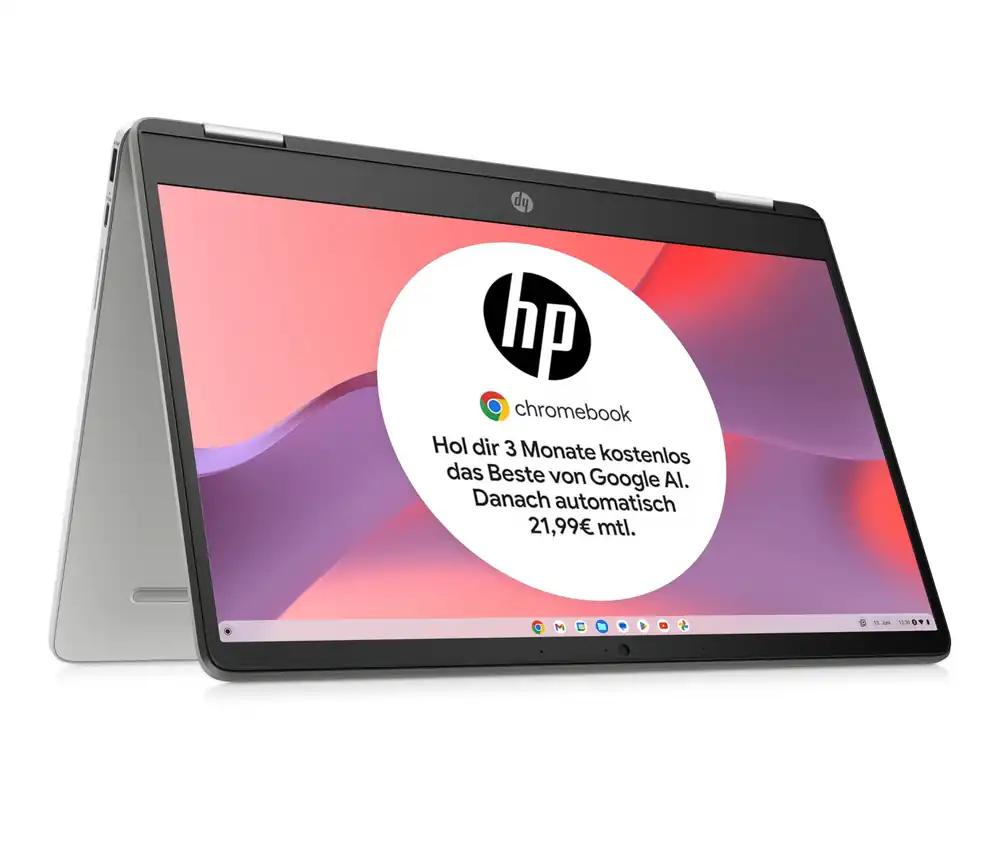 HP Chromebook x360, 14-tolline puuteekraan, Intel Celeron N4120, 4 GB DDR4 RAM, 64 GB eMMC, Intel UHD Graphics 600, ChromeOS, QWERTZ, keraamiline valge