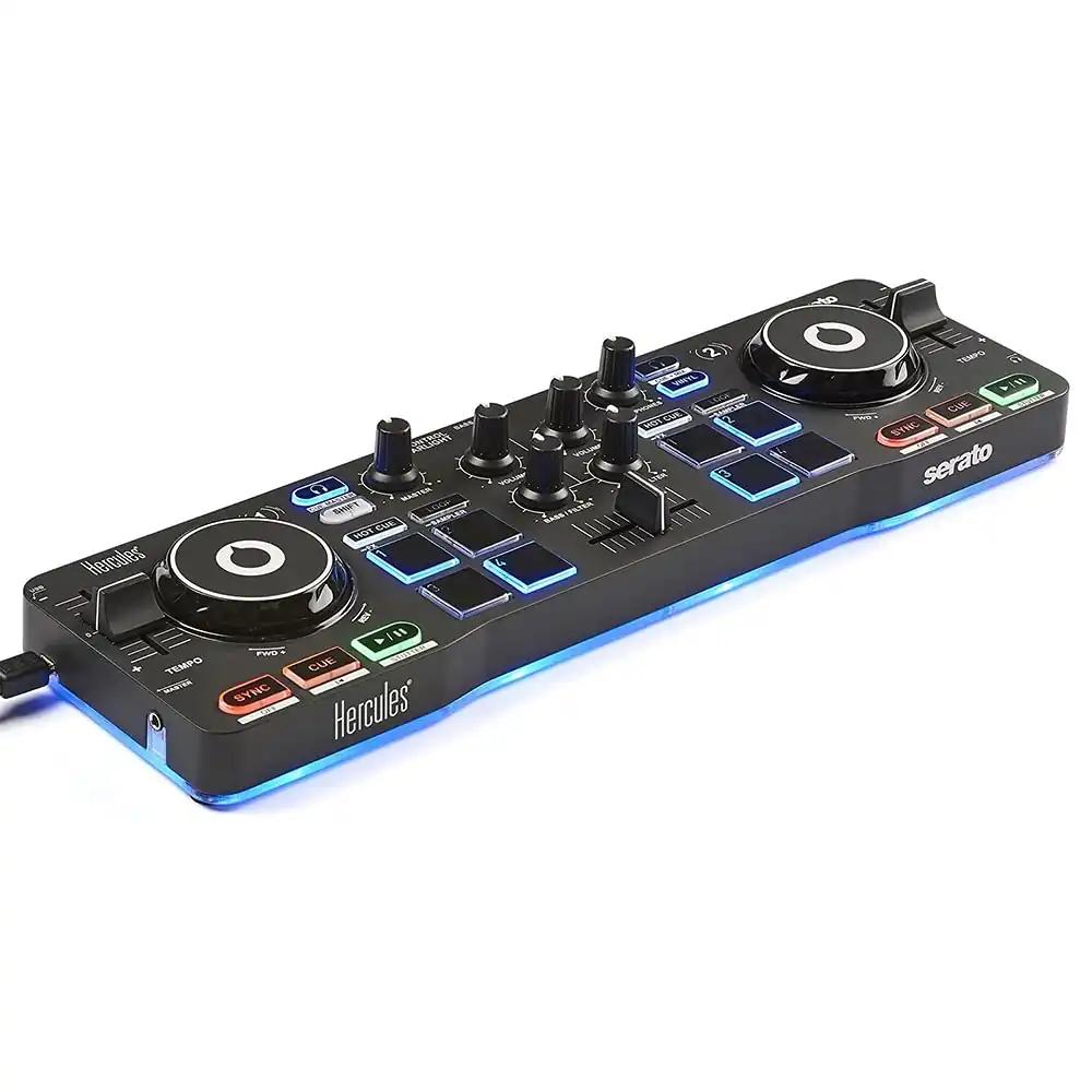 Hercules DJControl Starlight – Kaasaskantav 2-deki DJ-USB-kontroller 8 padiga, Serato DJ Lite tarkvaraga, PC ja MAC jaoks