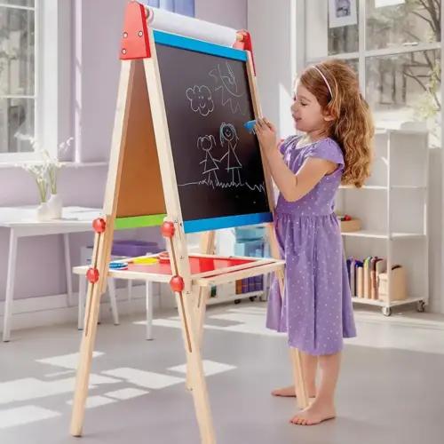 Hape kahepoolne puidust joonistustahvel lastele, kõrgus 95-110 cm, paberrull, pilt 2